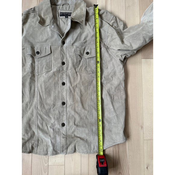 Real Suede Overshirt Jacket – Taupe Leather Shirt Coat L – B.C. Clothing - Picture 5 of 9